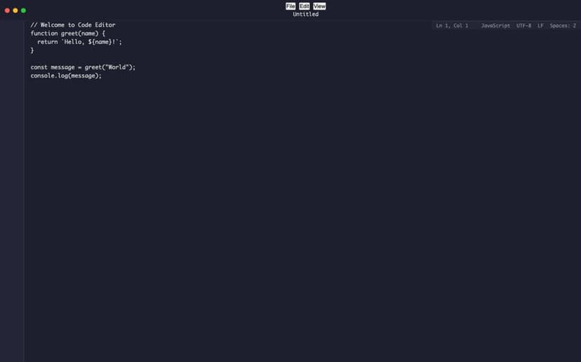 Dark code editor with syntax-highlighted JavaScript